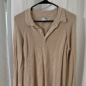 American Eagle Light Tan Knit Polo